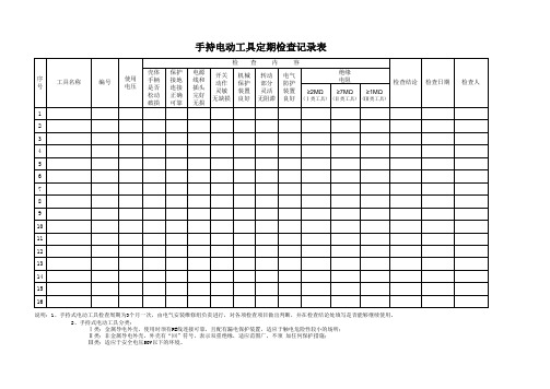 手持电动工具定期检查记录表