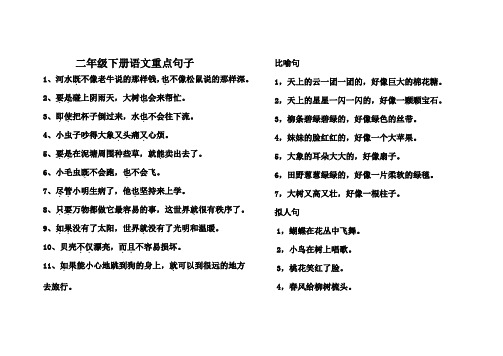 二年级下册语文重点句子