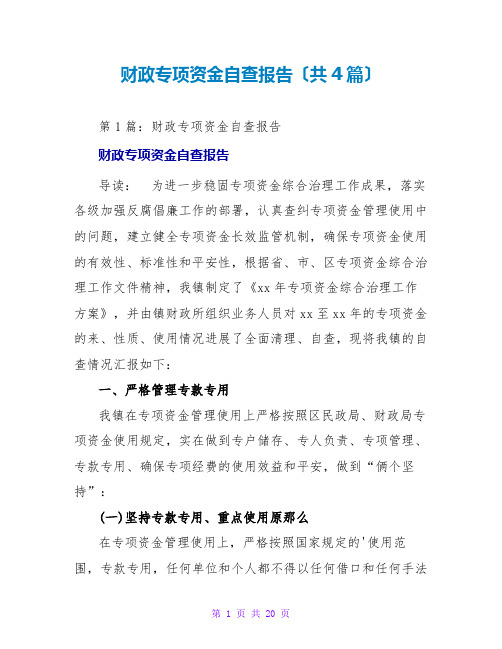 财政专项资金自查报告(共4篇)