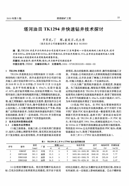 塔河油田TK1294井快速钻井技术探讨