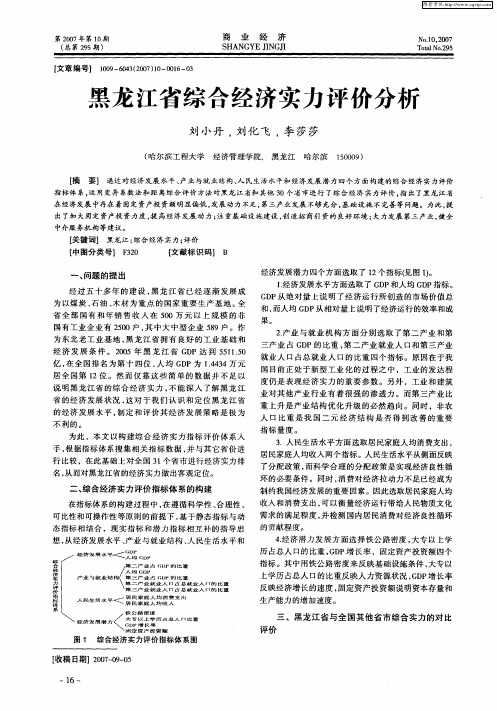 黑龙江省综合经济实力评价分析