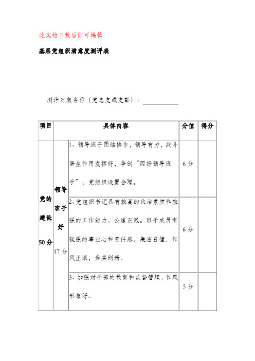 基层党组织满意度测评表(完整资料).doc