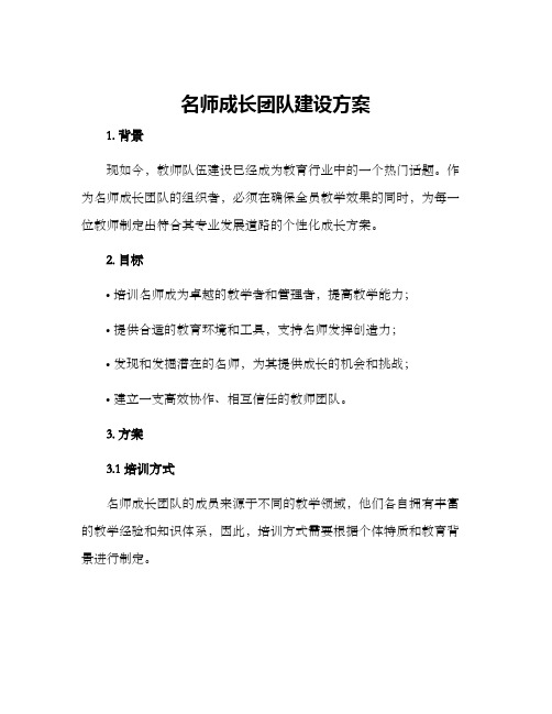 名师成长团队建设方案