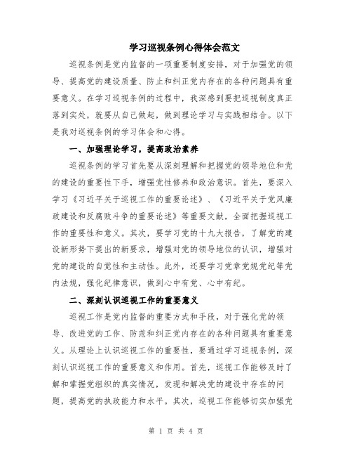 学习巡视条例心得体会范文