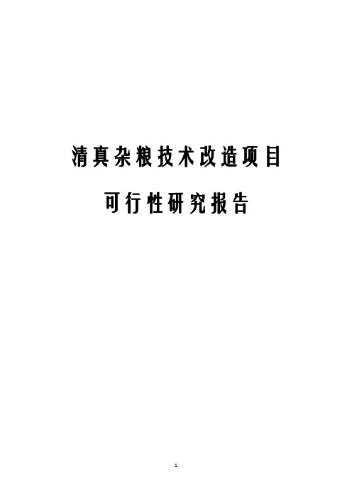 清真杂粮技术改造项目可行性研究报告