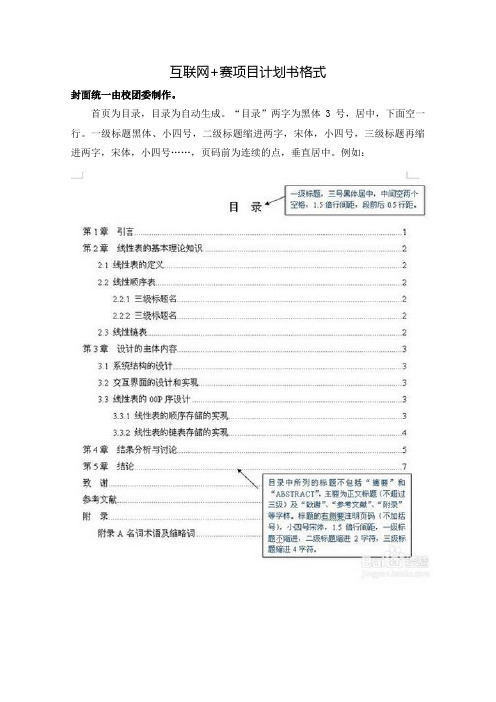 互联网赛项目计划书格式