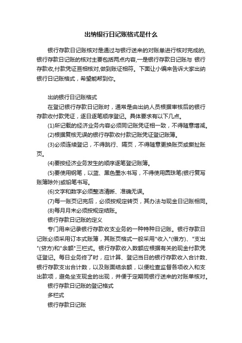 出纳银行日记账格式是什么