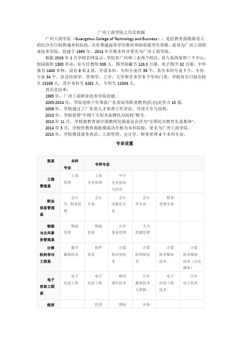 广州工商学院之始源