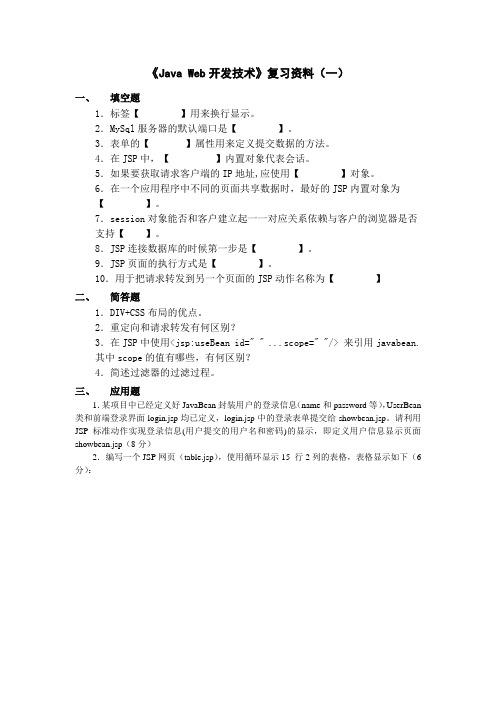 计算机-《Java Web开发技术》复习资料