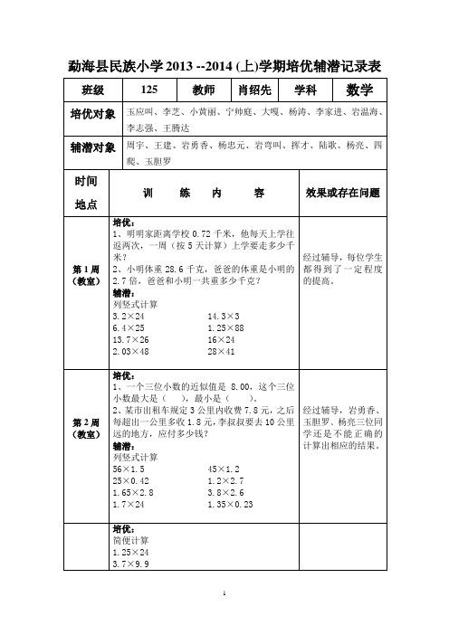 培优辅潜跟踪记录表