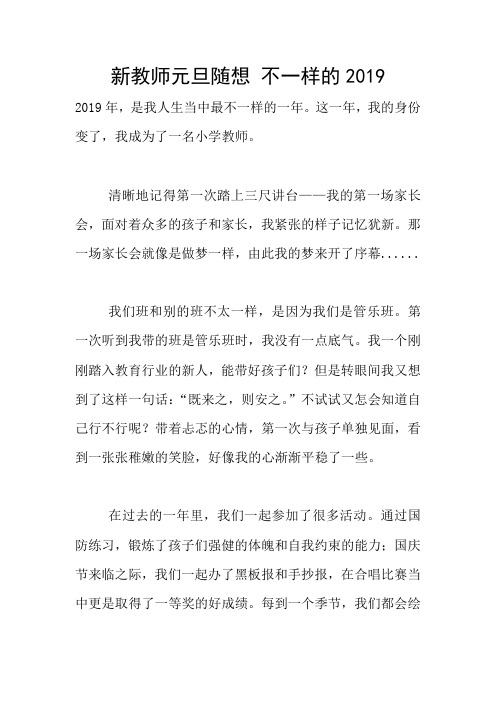 新教师元旦随想 不一样的2019