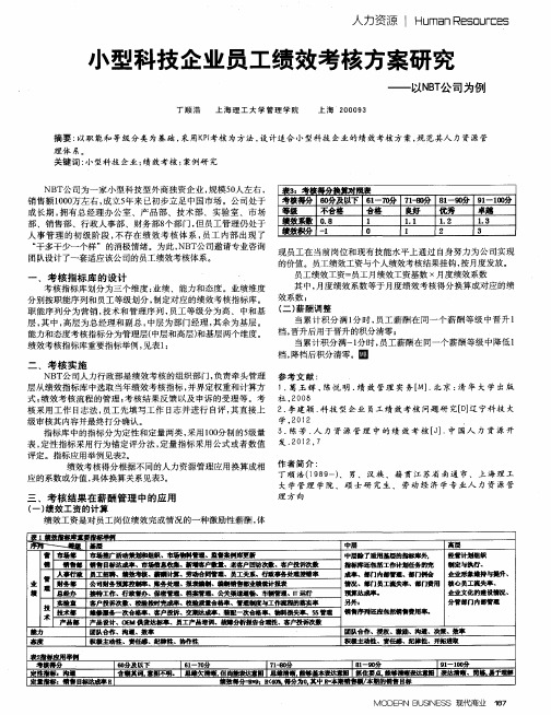 小型科技企业员工绩效考核方案研究——以NBT公司为例