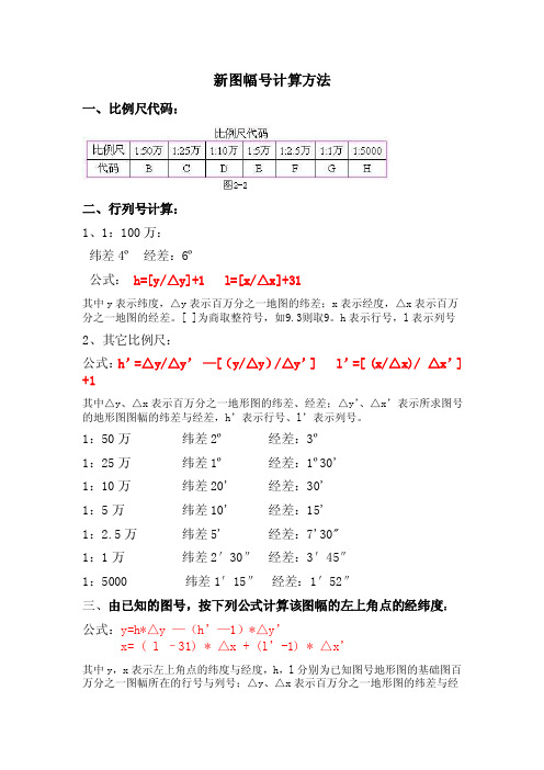 新图幅号计算方法