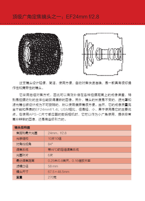 尼康数码单反镜头参数：EF24mm f2.8
