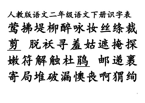 人教版语文二年级语文下册识字表