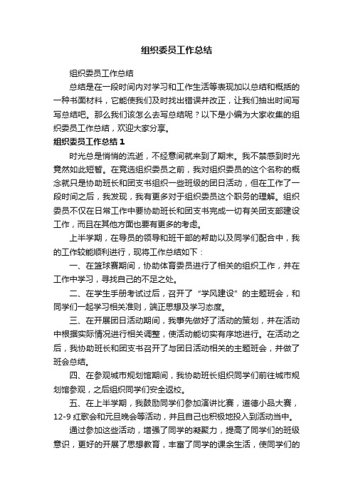 组织委员工作总结