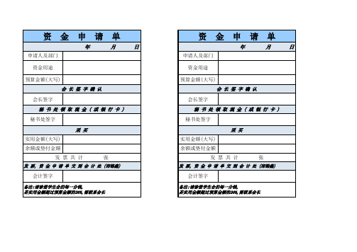 资金申请单