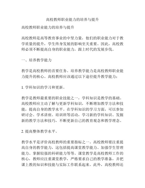 高校教师职业能力的培养与提升