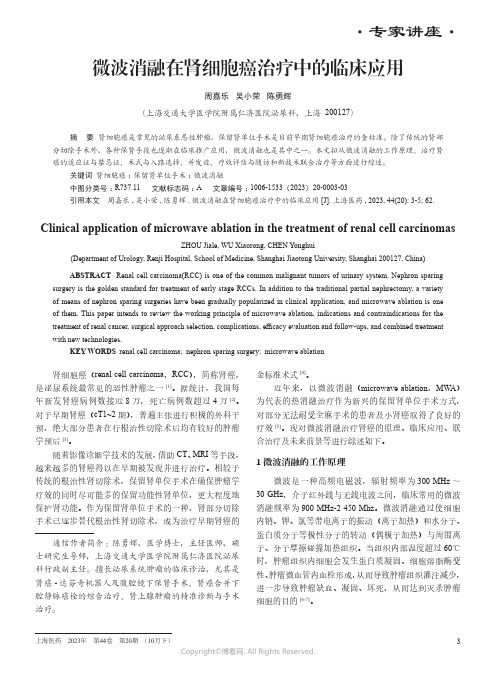 微波消融在肾细胞癌治疗中的临床应用