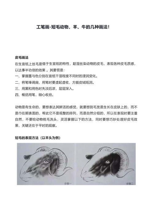 工笔画-短毛动物,羊、牛的几种画法!