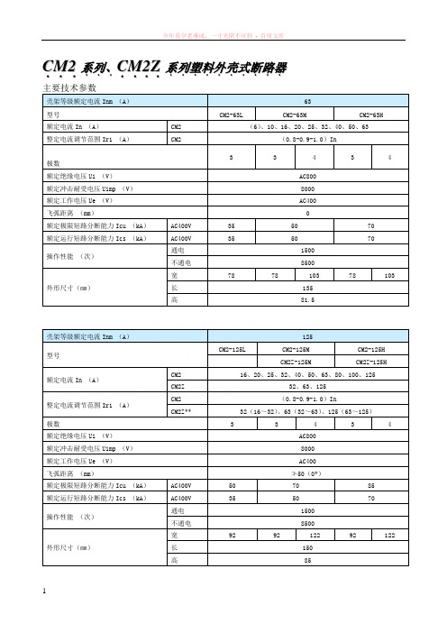 cm2塑料外壳式断路器