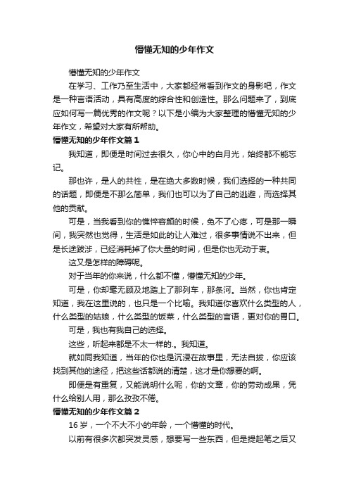 懵懂无知的少年作文