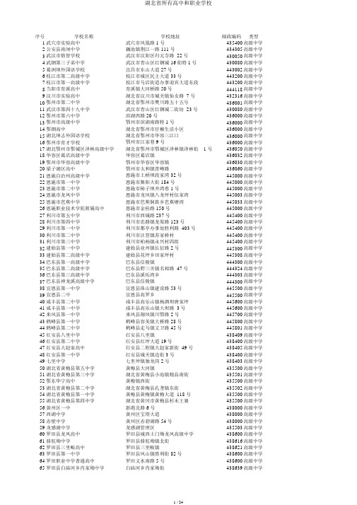 湖北省所有高中和职业学校