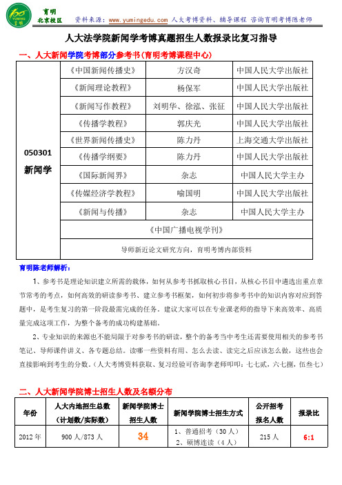 人大新闻学院广播电视学专业考博真题报录比参考书考试内容备考经验-育明考研考博