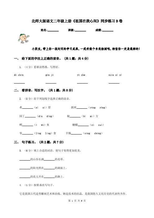 北师大版语文二年级上册《祖国在我心间》同步练习B卷