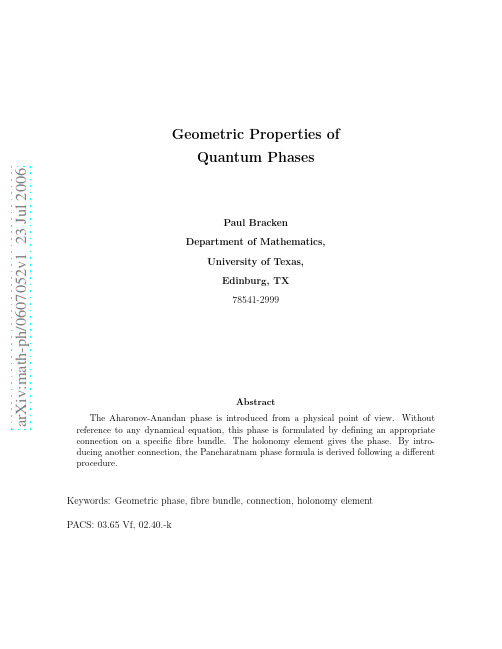 Geometric Properties of Quantum Phases