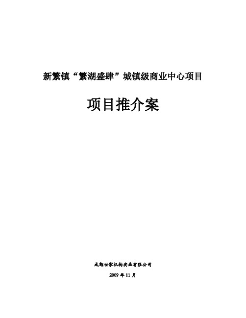 世家机构成都新繁镇“繁湖盛肆”城镇级商业中心项目推介案