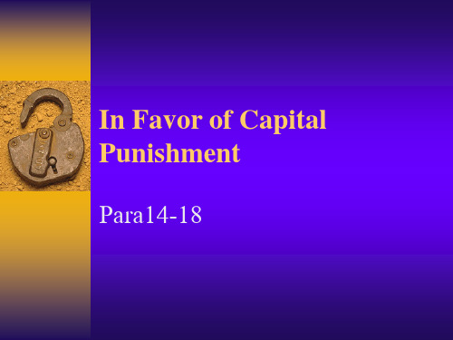 In Favor of Capital Punishment