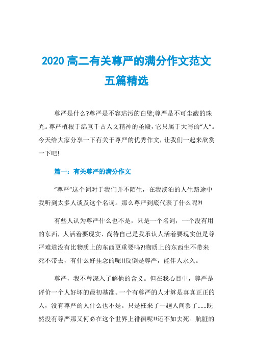 2020高二有关尊严的满分作文范文五篇精选