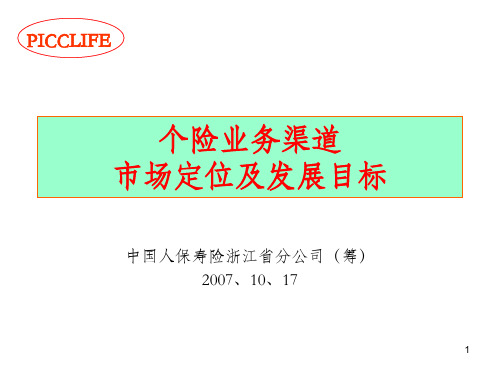 个险业务渠道市场定位及发展目标(最新)