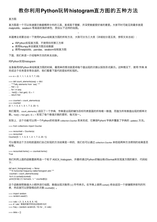 教你利用Python玩转histogram直方图的五种方法