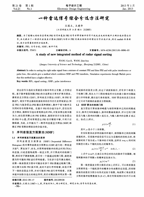 一种雷达信号综合分选方法研究