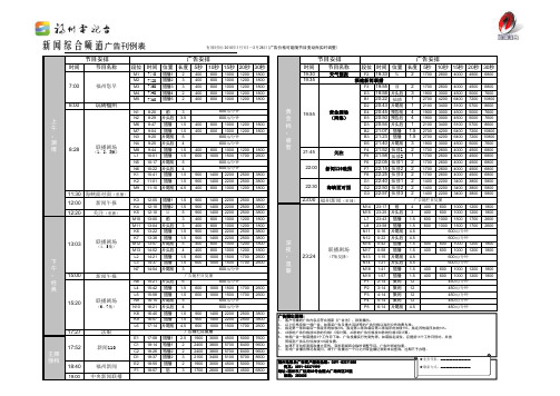 2010年广告刊例表1- 新闻综合频道(1月1日-2月28日)