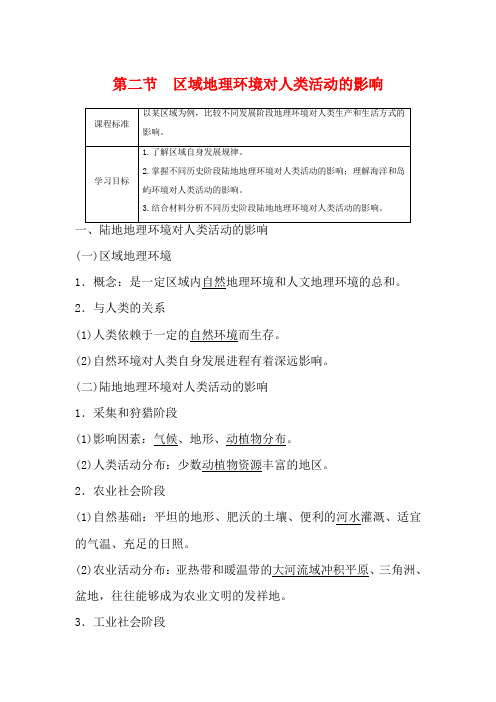 高中地理第一章区域地理环境和人类活动第二节区域地理环境对人类活动的影响高二地理教案