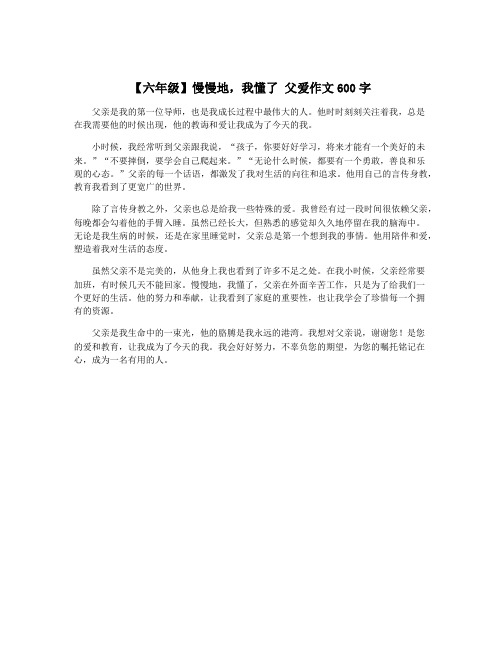 【六年级】慢慢地,我懂了 父爱作文600字