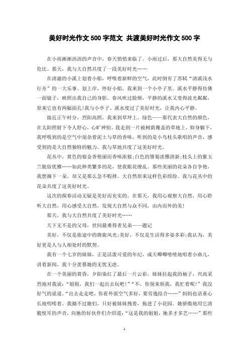 美好时光作文500字范文 共渡美好时光作文500字