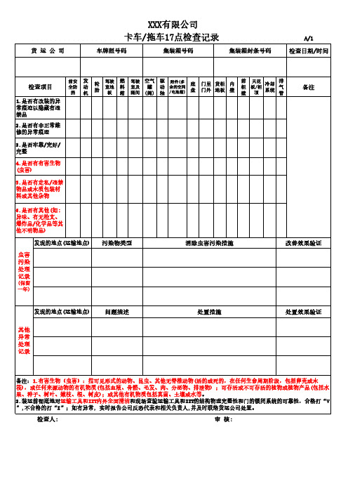 GSV2.0-5运输安全-卡车和拖车17点检查和农业检查记录+虫害污染处理记录