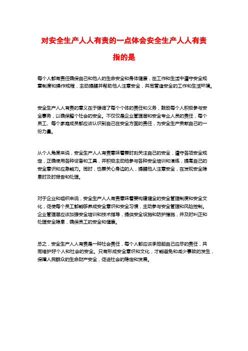 对安全生产人人有责的一点体会安全生产人人有责指的是