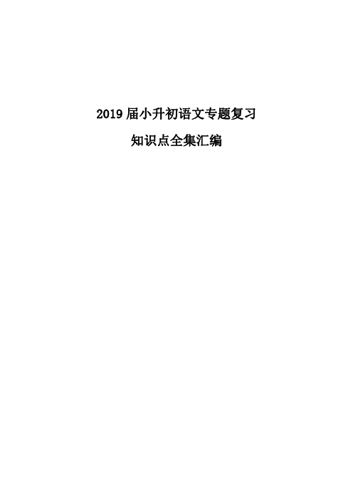 【小升初一本通】2019届小升初语文专题复习知识点全集汇编