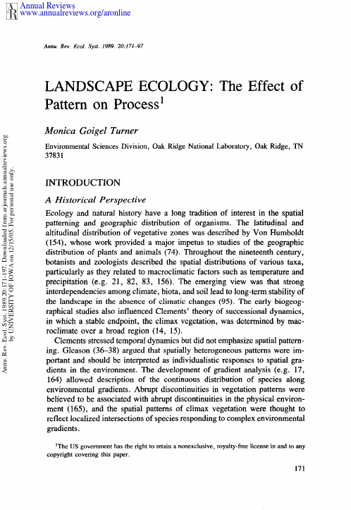 ARES1989-Landscape ecology the effects of pattern on process