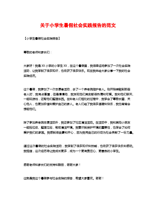 关于小学生暑假社会实践报告的范文