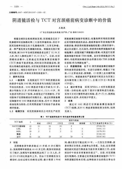 阴道镜活检与TCT对宫颈癌前病变诊断中的价值