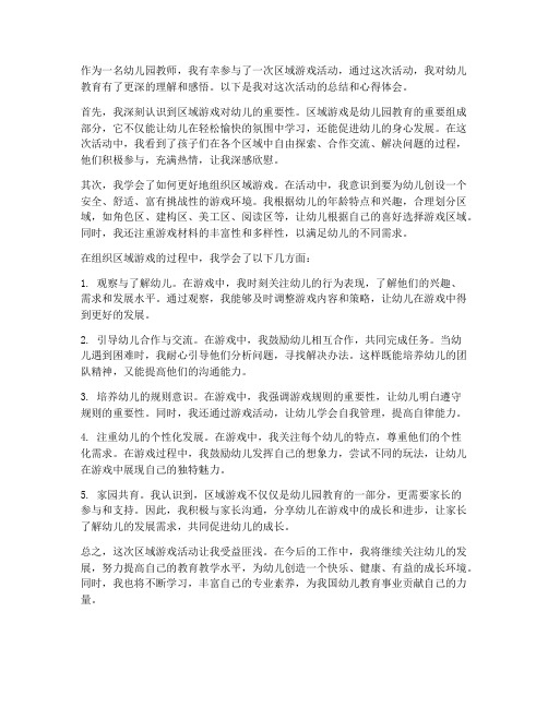 教师区域游戏心得体会