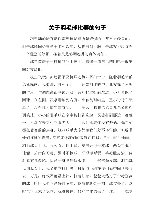 关于羽毛球比赛的句子