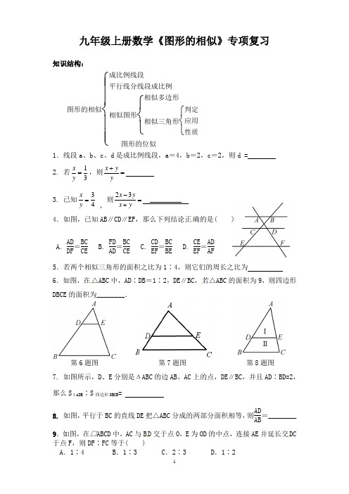 北师大版九年级上册数学《图形的相似》专项复习