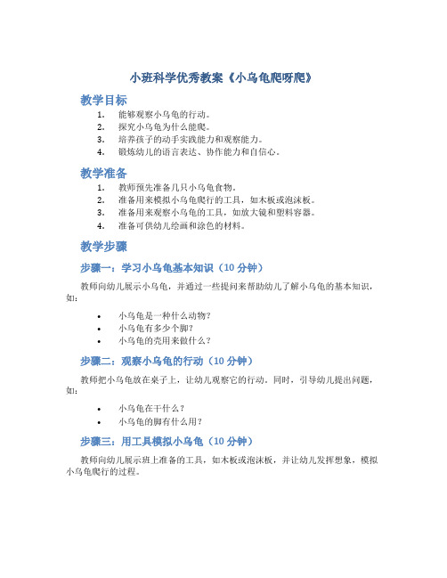 小班科学优秀教案《小乌龟爬呀爬》